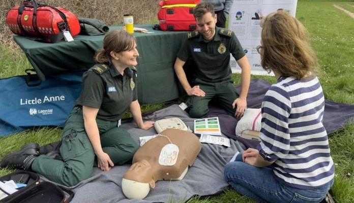 People being trained in CPR for EEAST Heart