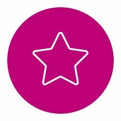 Pink circle with white star icon to show excellence